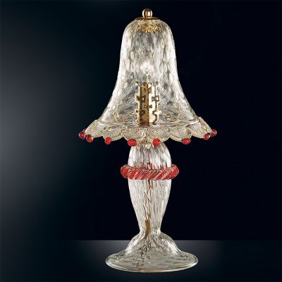 Campiello - Lámpara de cristal de Murano 6 luces, transparente oro-rojo.