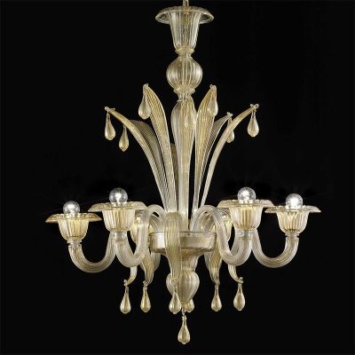 Bembo - Lámpara de cristal de Murano oro con 6 luces