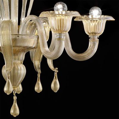 Bembo – Kronleuchter aus goldenem Muranoglas mit 6 Lichtern