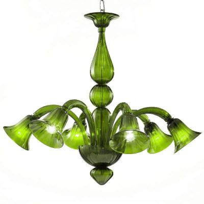 Pantalone - Lámpara con 6 luces en cristal de Murano verde