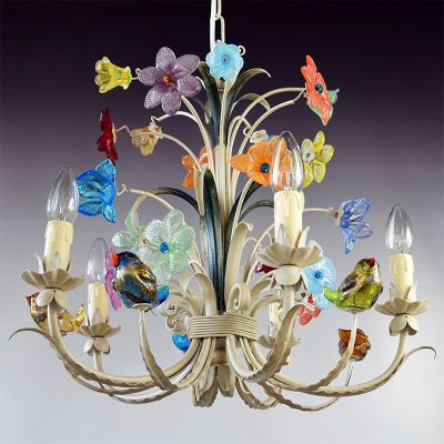 Roseto multicolor - Lámpara de cristal de Murano Flores