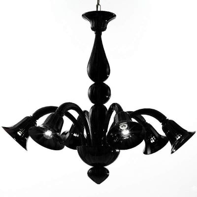 Pantalone - Lámpara con 6 luces en cristal de Murano negro