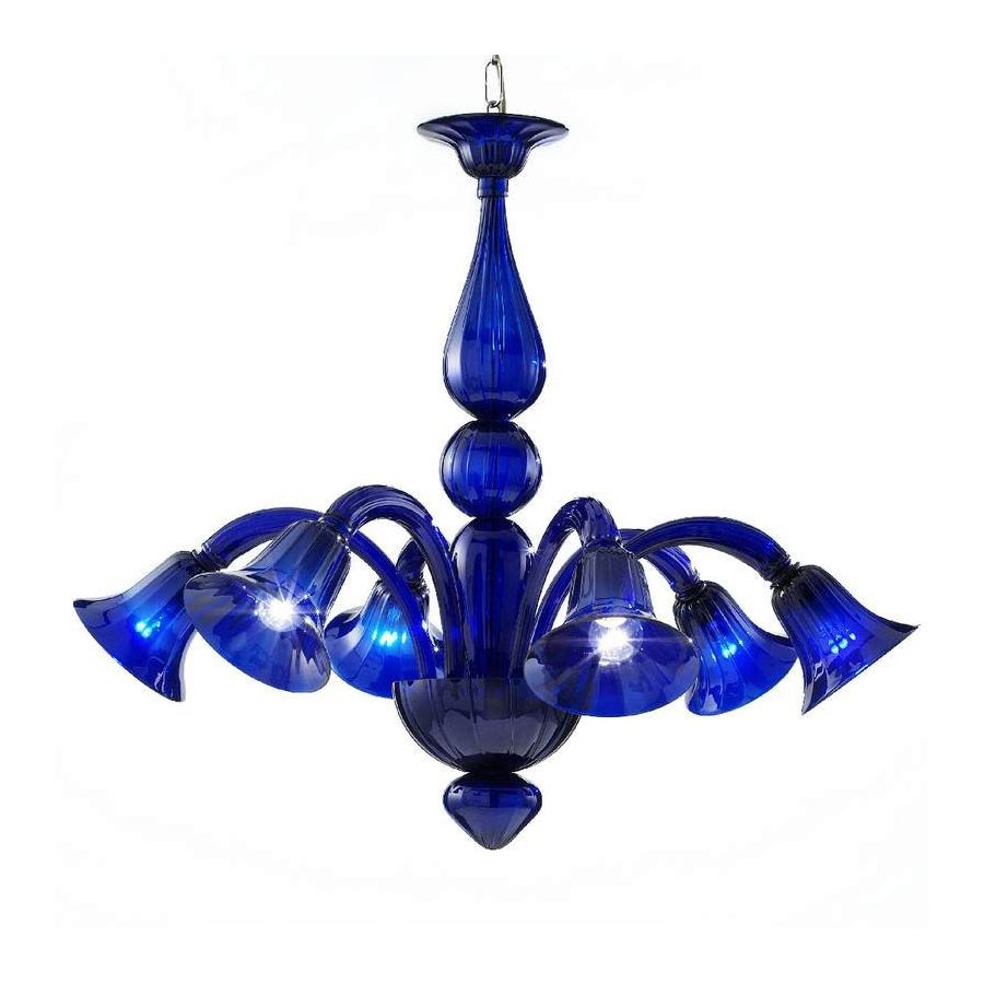 Pantalone - Lámpara con 6 luces en cristal de Murano azul