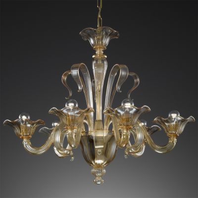 Galatea - Lámpara de cristal de Murano 6 luces, ámbar