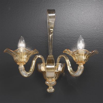 Galatea - Lámpara de pared de cristal de Murano 2 luces, ámbar
