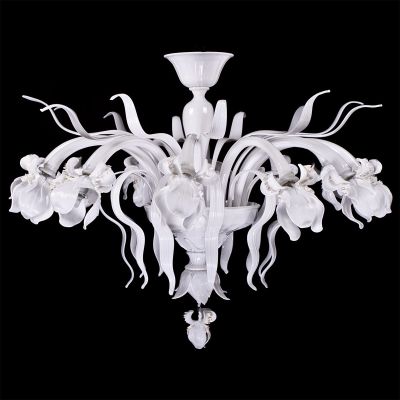 Iris all white - Murano glass chandelier