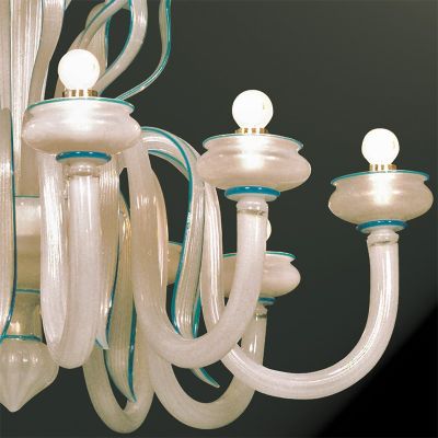 Angeli - Lustre 10 lumières en verre de Murano blanc soie / vert