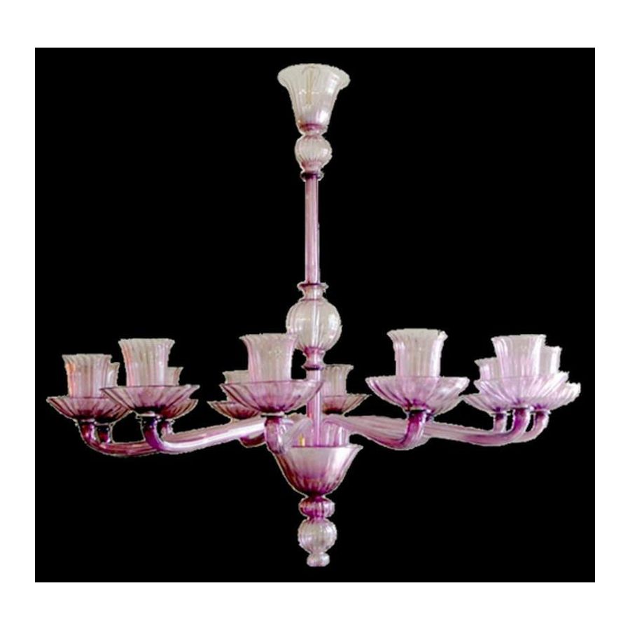 Copas de vino - Lámpara de cristal de Murano de 12 luces.